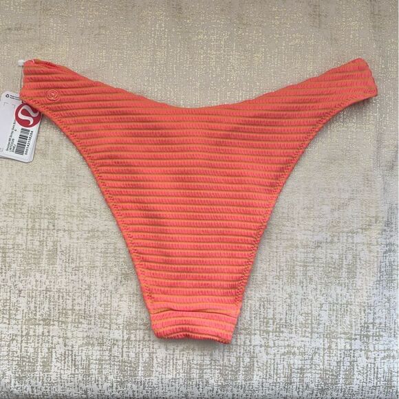 Lululemon Pink/Orange Smocked Mid-Rise Skimpy-Fit Swim Bikini Bottom Size 8. NWT - Picture 6 of 12